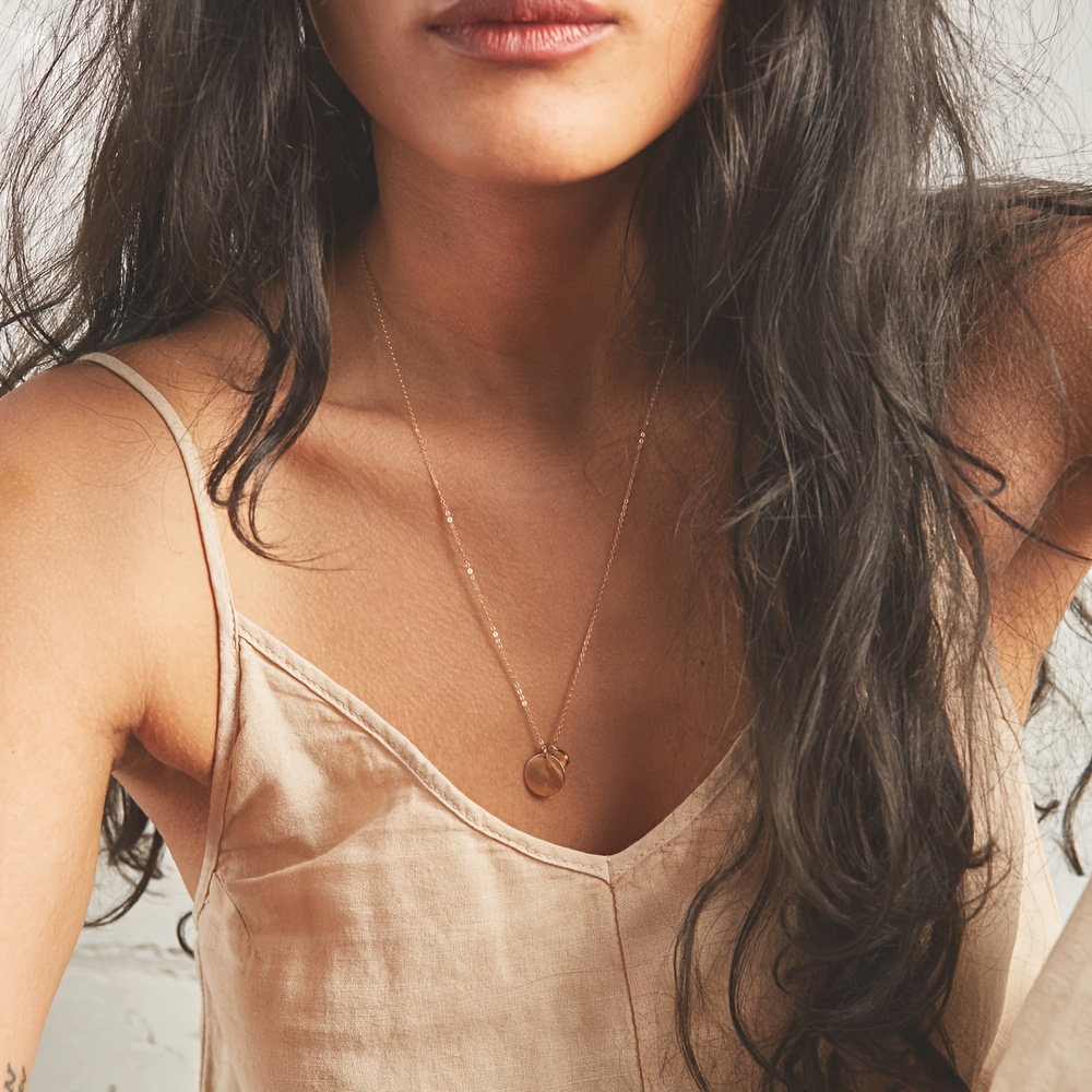 Vintage Boho Style Stainless Steel Necklace with Round Pendant
